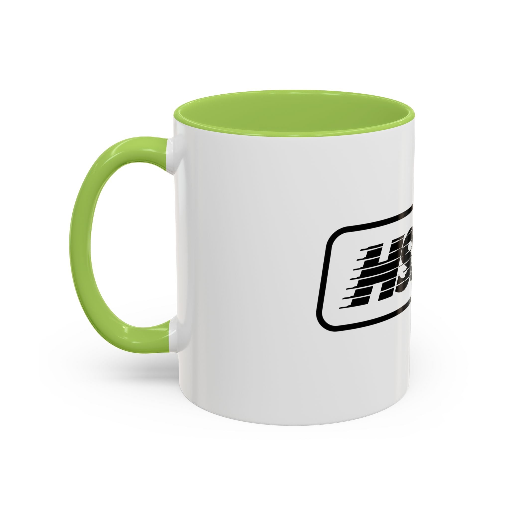 HSSSW Logo Accent Coffee Mug — Retro Striped Black & White 11/15oz