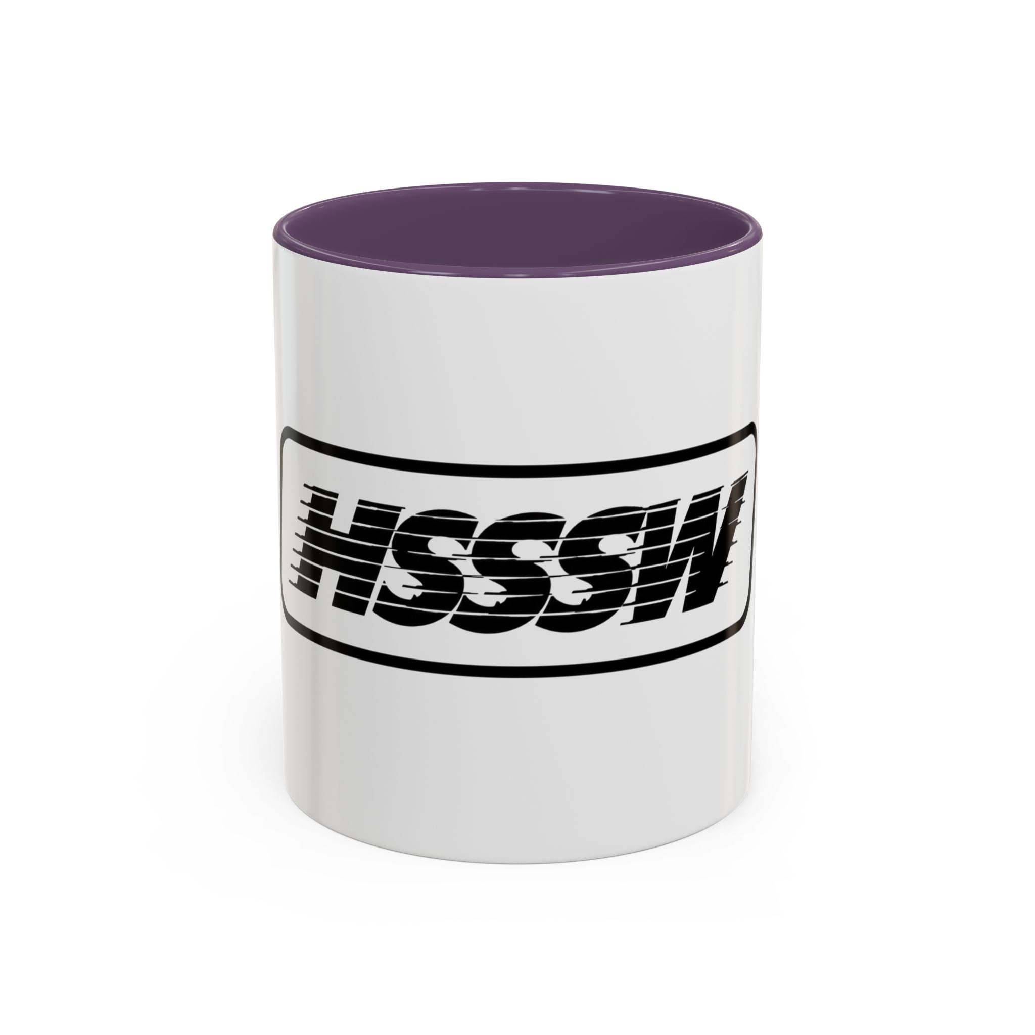 HSSSW Logo Accent Coffee Mug — Retro Striped Black & White 11/15oz