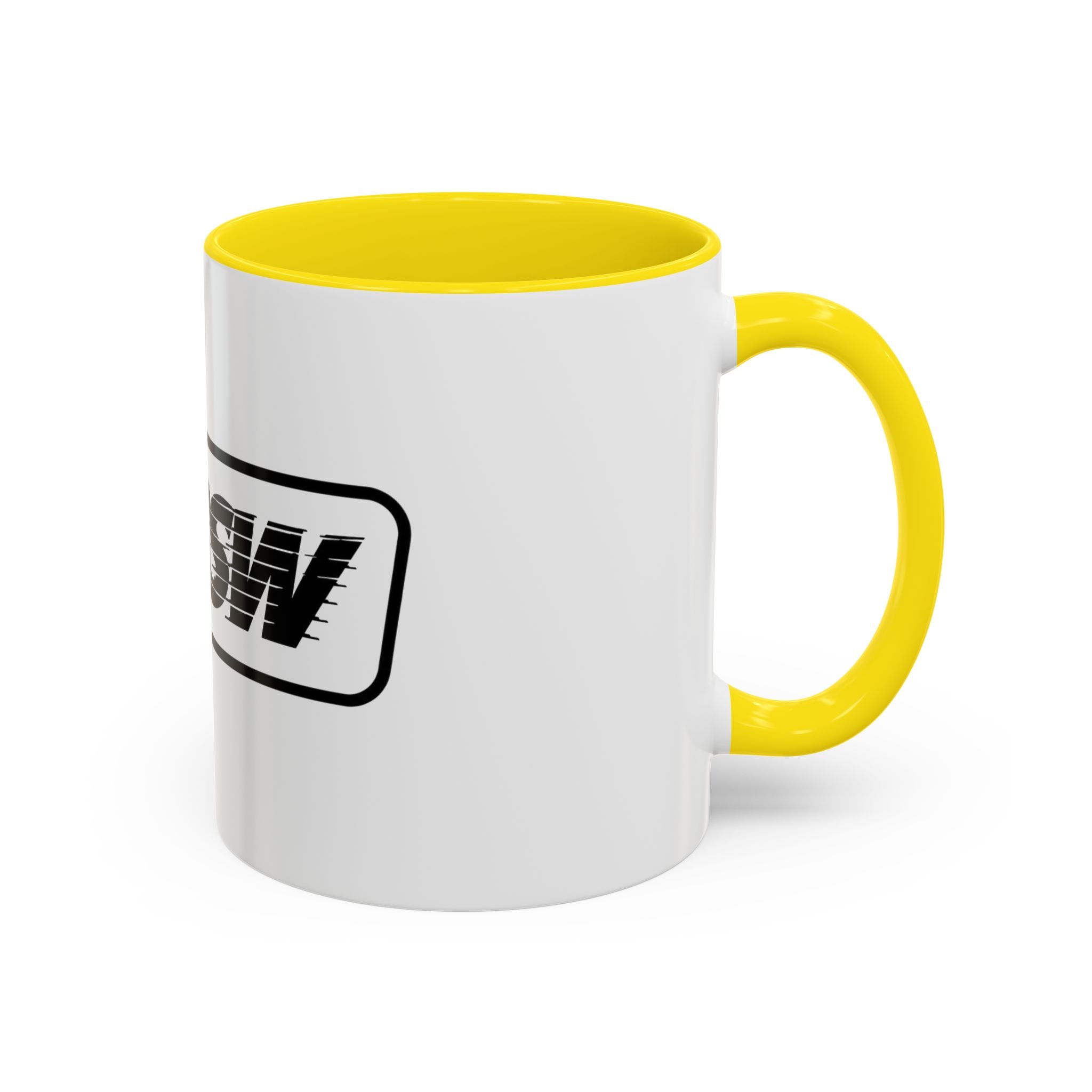 HSSSW Logo Accent Coffee Mug — Retro Striped Black & White 11/15oz