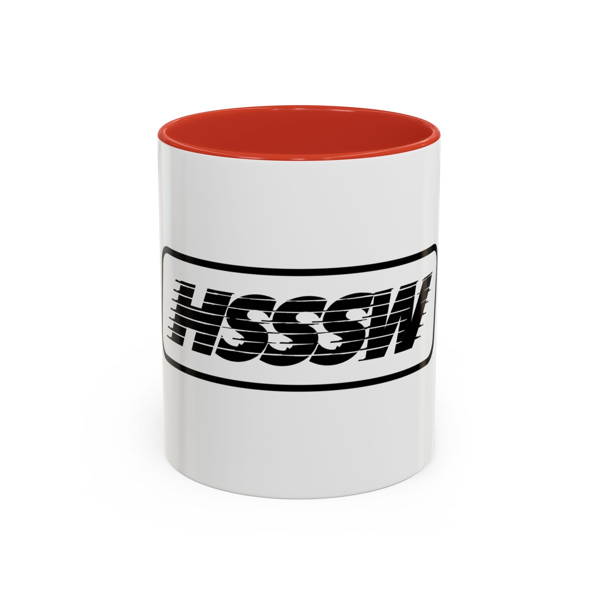 HSSSW Logo Accent Coffee Mug — Retro Striped Black & White 11/15oz