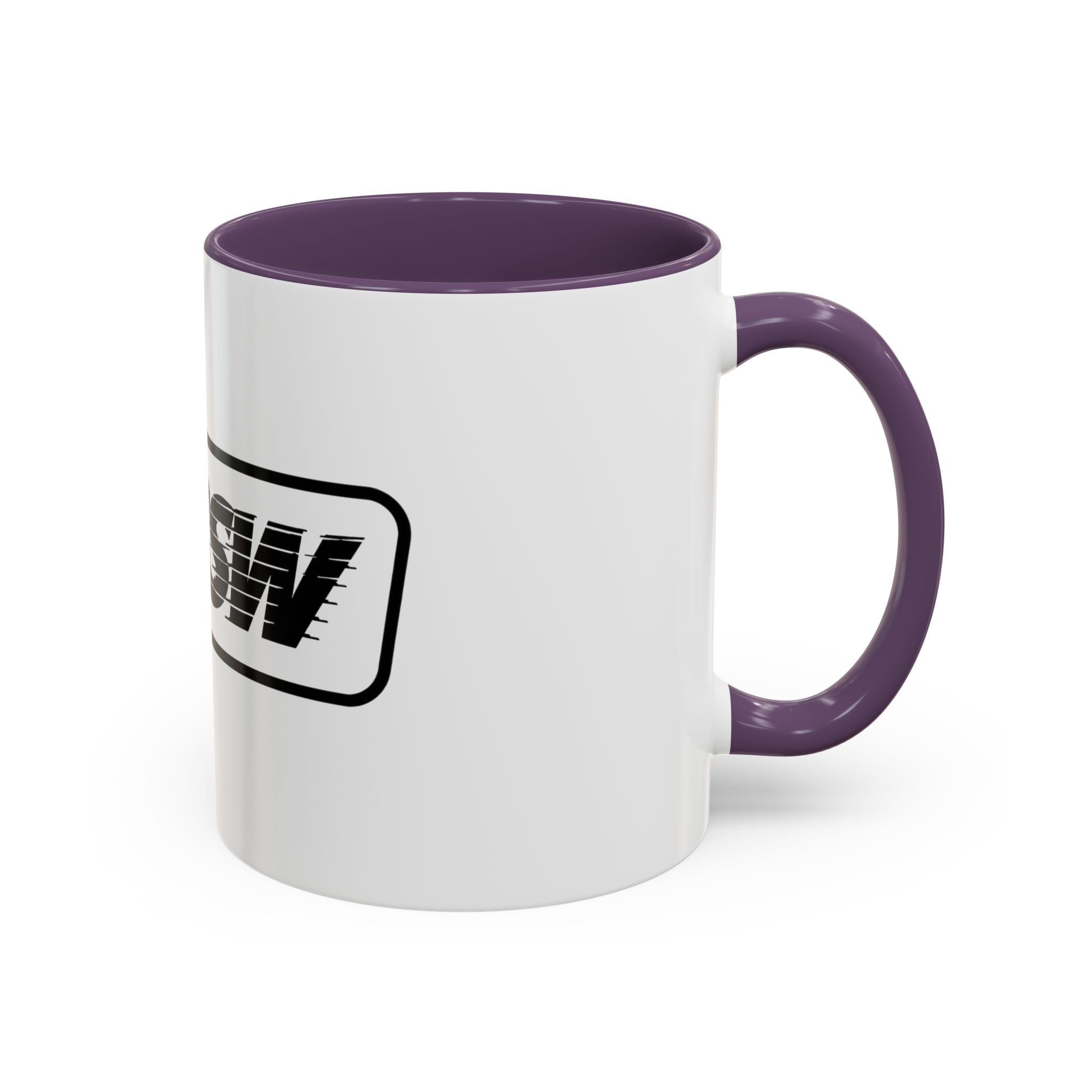HSSSW Logo Accent Coffee Mug — Retro Striped Black & White 11/15oz