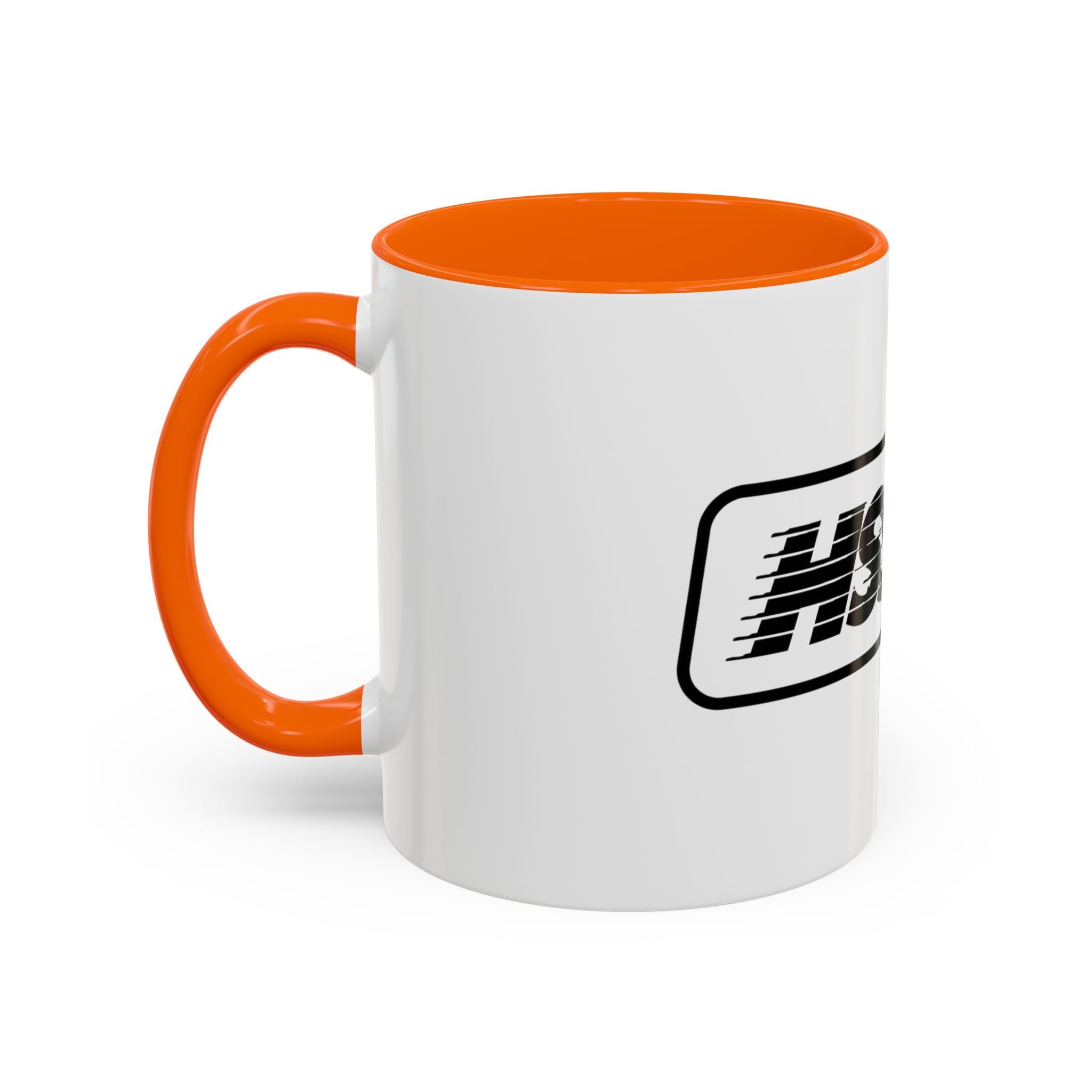 HSSSW Logo Accent Coffee Mug — Retro Striped Black & White 11/15oz