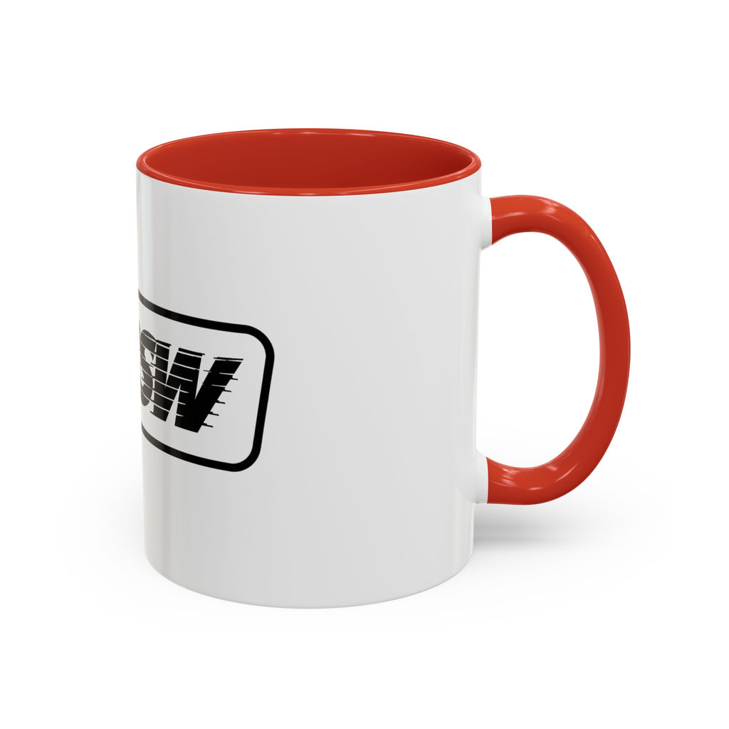 HSSSW Logo Accent Coffee Mug — Retro Striped Black & White 11/15oz