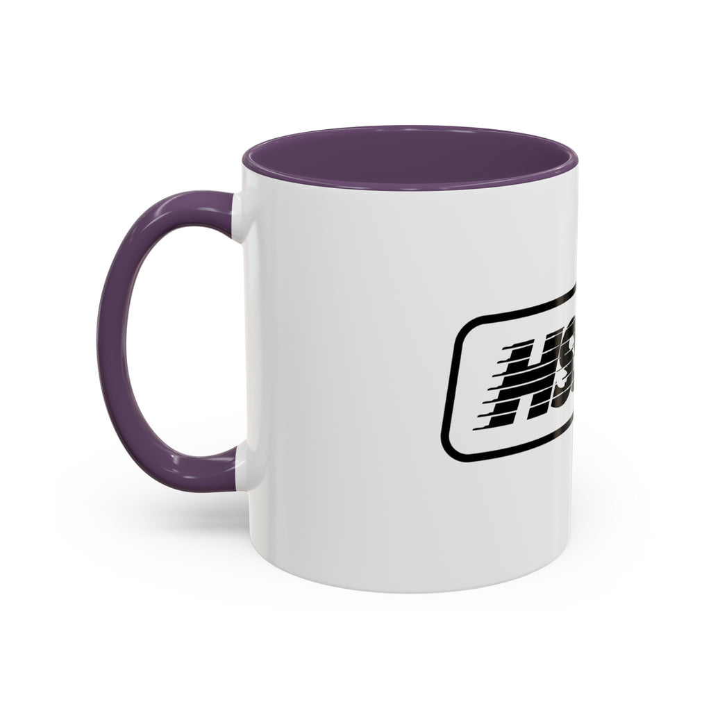 HSSSW Logo Accent Coffee Mug — Retro Striped Black & White 11/15oz