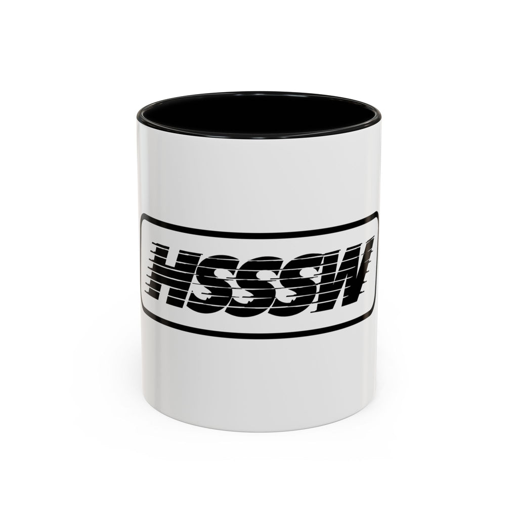 HSSSW Logo Accent Coffee Mug — Retro Striped Black & White 11/15oz