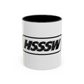 HSSSW Logo Accent Coffee Mug — Retro Striped Black & White 11/15oz