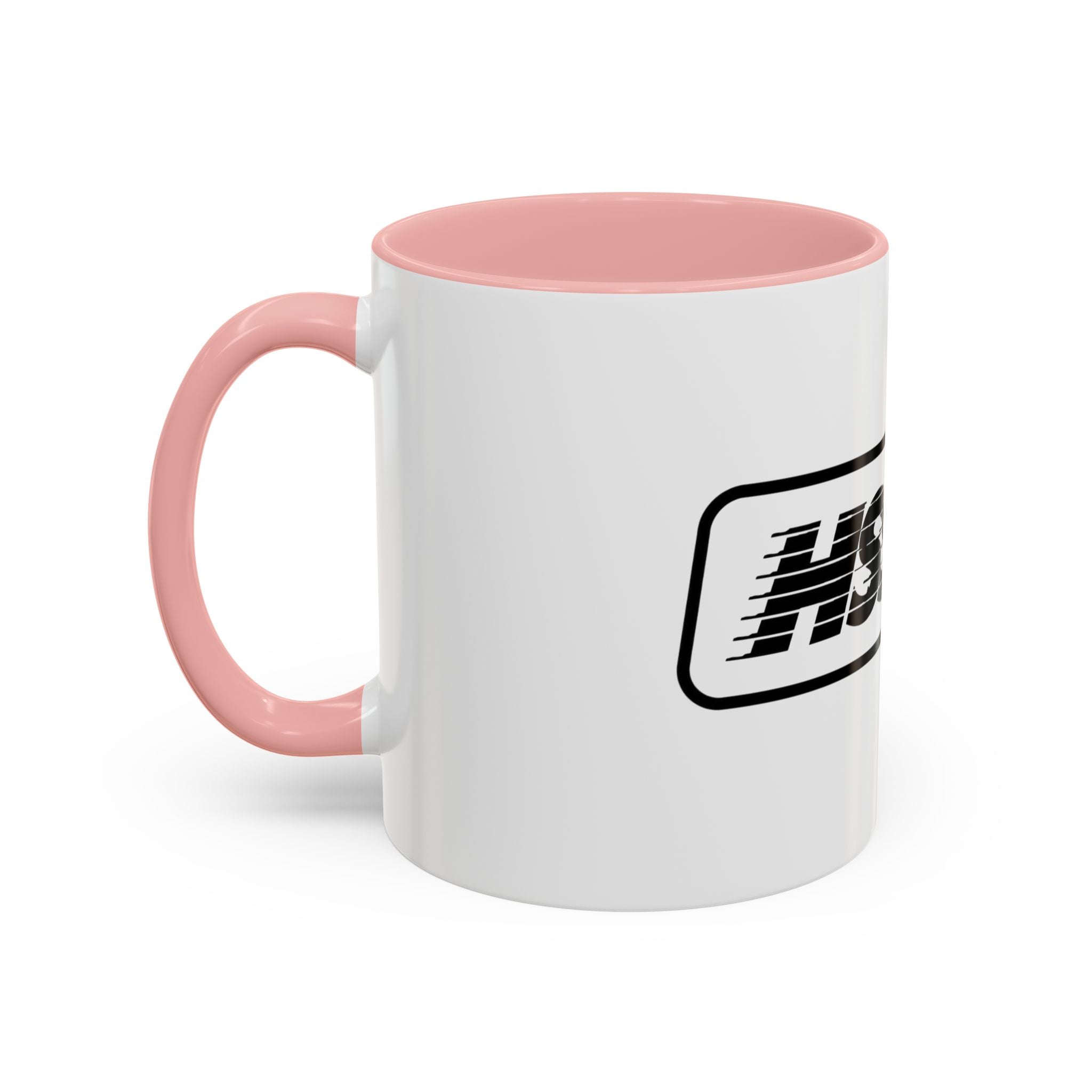 HSSSW Logo Accent Coffee Mug — Retro Striped Black & White 11/15oz