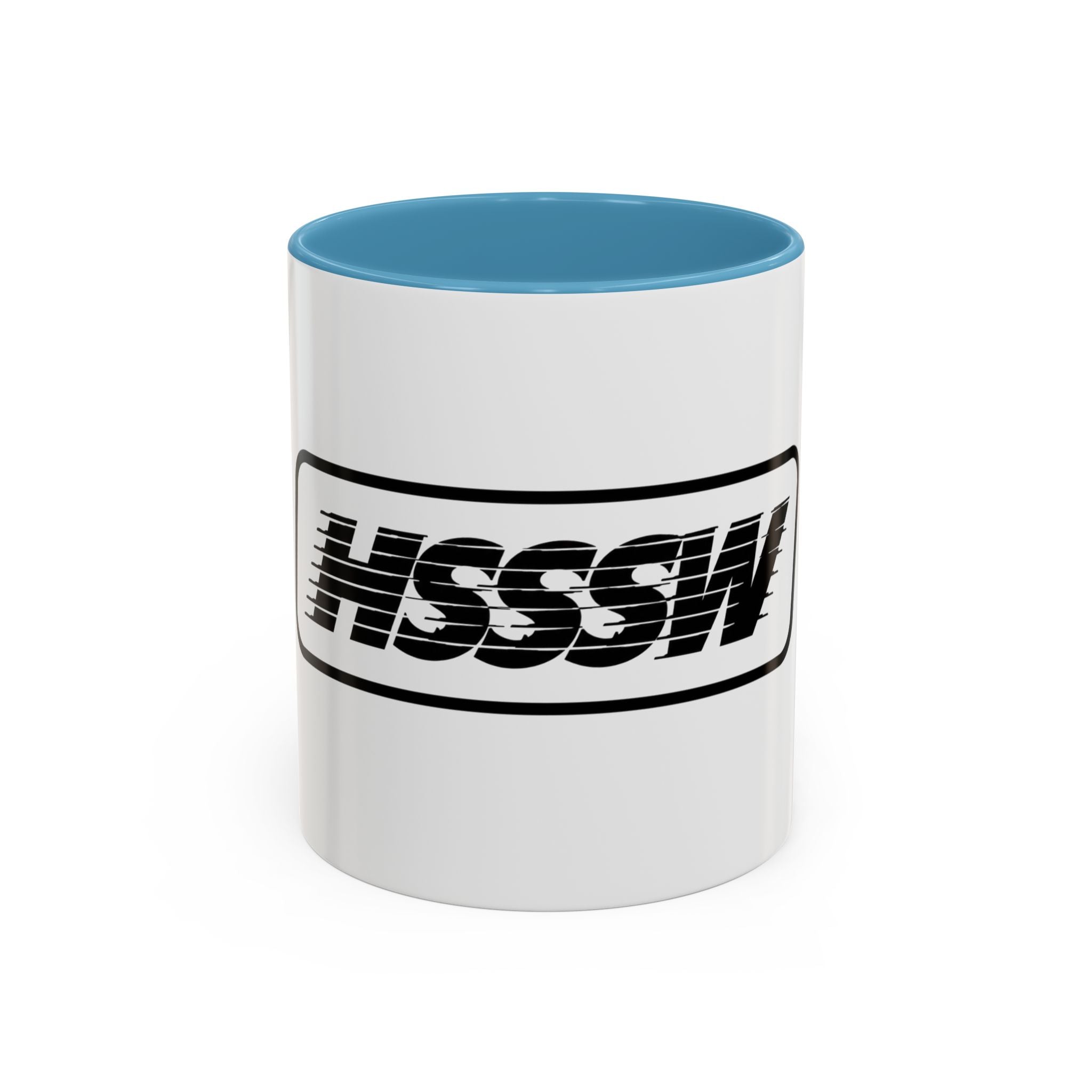 HSSSW Logo Accent Coffee Mug — Retro Striped Black & White 11/15oz