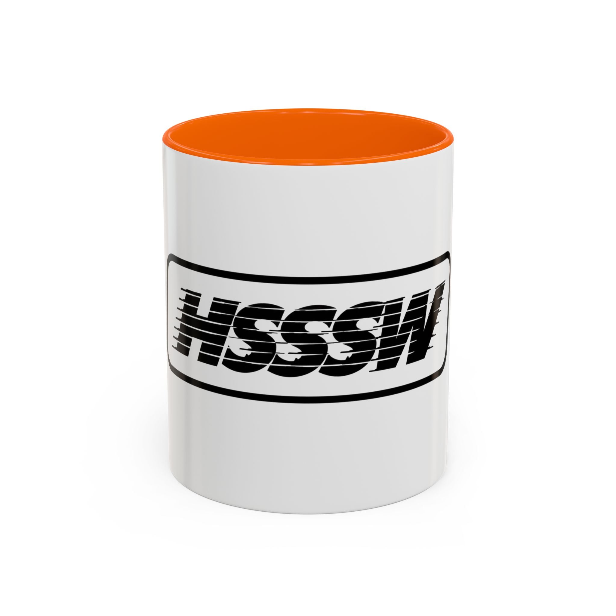 HSSSW Logo Accent Coffee Mug — Retro Striped Black & White 11/15oz