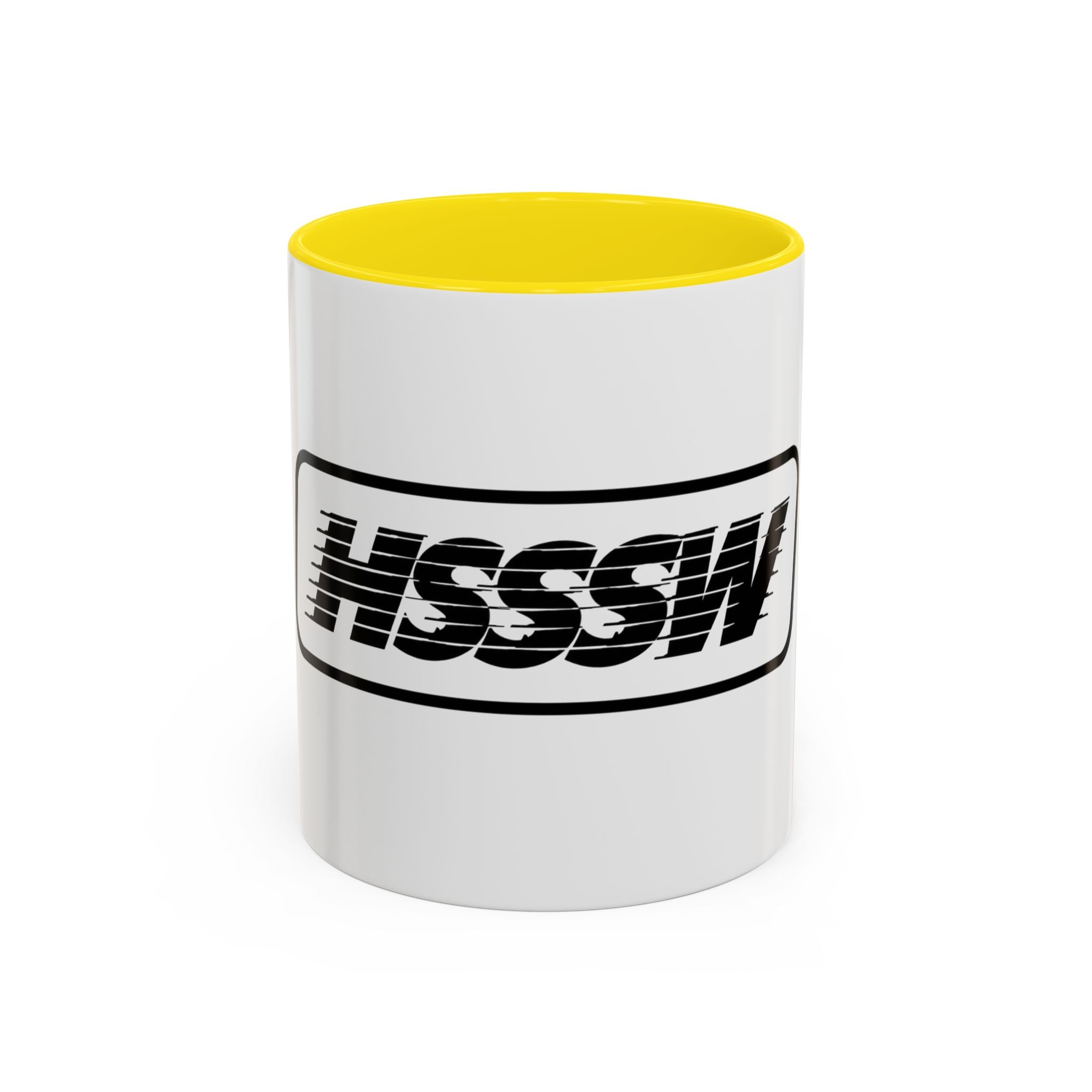 HSSSW Logo Accent Coffee Mug — Retro Striped Black & White 11/15oz