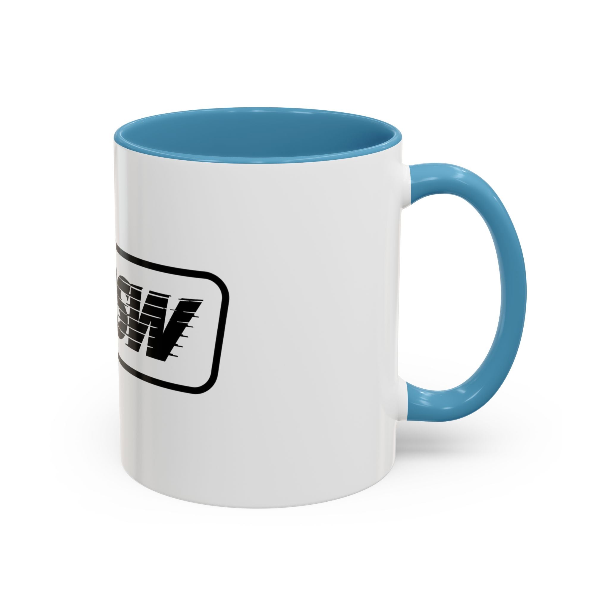 HSSSW Logo Accent Coffee Mug — Retro Striped Black & White 11/15oz